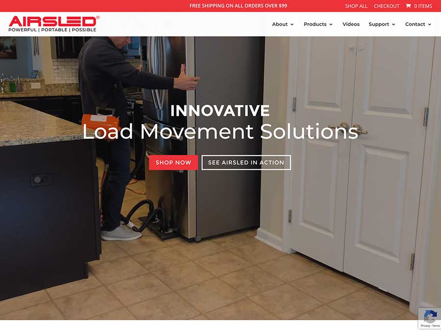 Airsled website homepage example