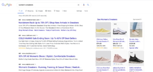 Womens sneakers Google SERPs