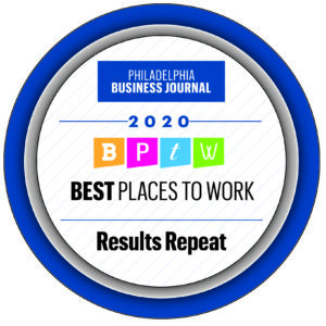 Philly Business Journal logo button for Results Repeat Best Place To Work Win
