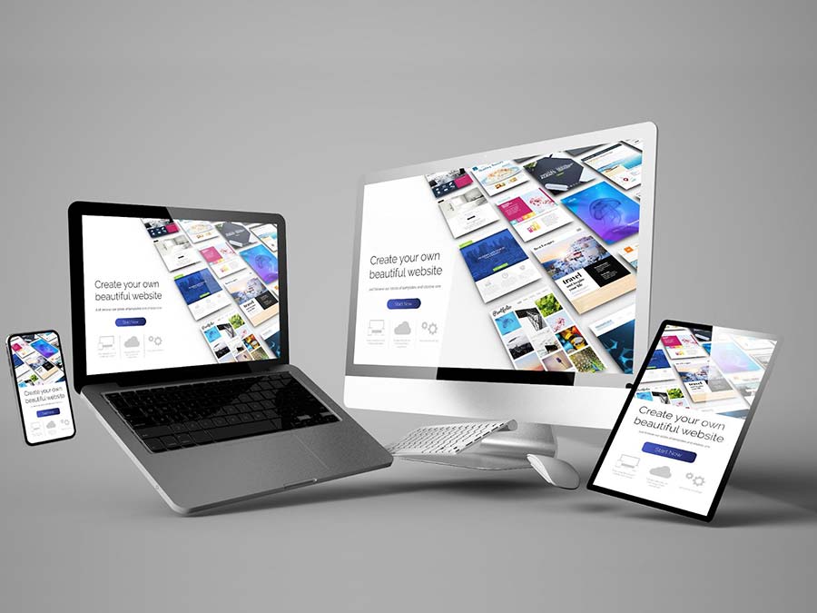 A graphic with 4 different electronic devices showing the same website.