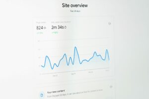 A photo of a Google Analytics page displaying a website’s page views and average page view duration data.