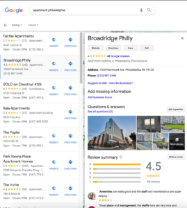 Snapshot of a Google Business Profile page featured in a search engine results page on Google Maps.
